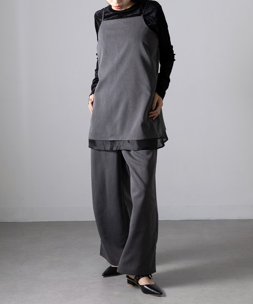MAGASIN DE MODE Onjna(マガジンデモードオンジェナ )の「【MAGASIN DE MODE Onjna】T/R/Puツイル×オーガンジー オールインワン セットアップ キャミソール チュニック XNN(つなぎ/オールインワン・レディース・チャコールグレー/ブラウン/ブラック・FREE)」の18枚目の写真