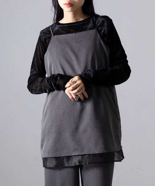 MAGASIN DE MODE Onjna(マガジンデモードオンジェナ )の「【MAGASIN DE MODE Onjna】T/R/Puツイル×オーガンジー オールインワン セットアップ キャミソール チュニック XNN(つなぎ/オールインワン・レディース・チャコールグレー/ブラウン/ブラック・FREE)」の22枚目の写真