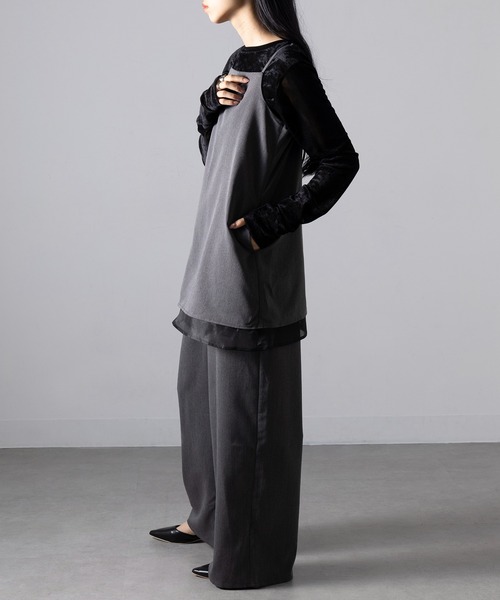 MAGASIN DE MODE Onjna(マガジンデモードオンジェナ )の「【MAGASIN DE MODE Onjna】T/R/Puツイル×オーガンジー オールインワン セットアップ キャミソール チュニック XNN(つなぎ/オールインワン・レディース・チャコールグレー/ブラウン/ブラック・FREE)」の20枚目の写真