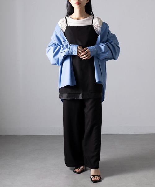MAGASIN DE MODE Onjna(マガジンデモードオンジェナ )の「【MAGASIN DE MODE Onjna】T/R/Puツイル×オーガンジー オールインワン セットアップ キャミソール チュニック XNN(つなぎ/オールインワン・レディース・チャコールグレー/ブラウン/ブラック・FREE)」の11枚目の写真