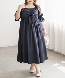CLETTEオリジナルリボンデザインシャーリングワンピース
