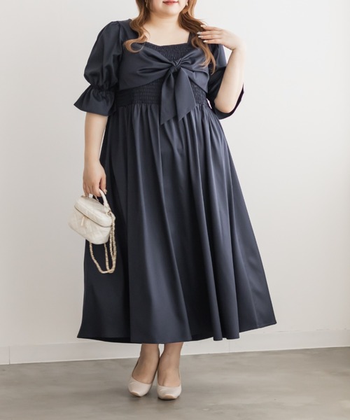 CLETTE(クレット)の「CLETTEオリジナルリボンデザインシャーリングワンピース(ワンピース・レディース・ネイビー/ブルー/グレー・4L/3L/LL)」の7枚目の写真