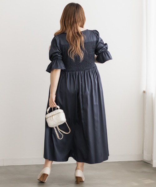 CLETTE(クレット)の「CLETTEオリジナルリボンデザインシャーリングワンピース(ワンピース・レディース・ネイビー/ブルー/グレー・4L/3L/LL)」の8枚目の写真
