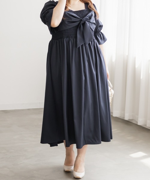 CLETTE(クレット)の「CLETTEオリジナルリボンデザインシャーリングワンピース(ワンピース・レディース・ネイビー/ブルー/グレー・4L/3L/LL)」の10枚目の写真