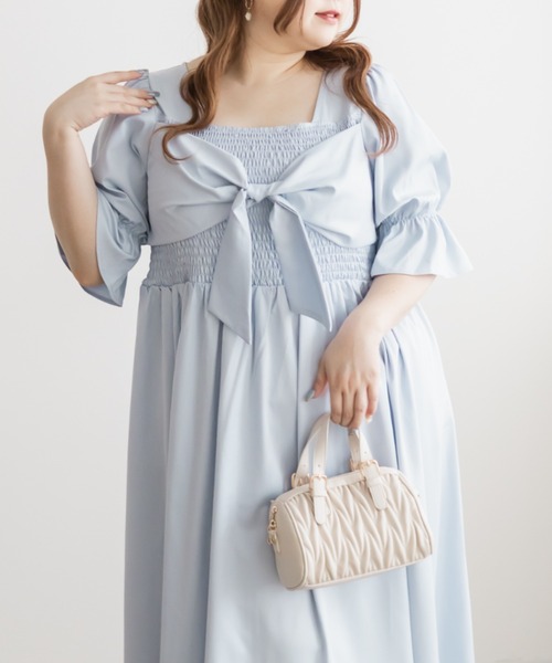 CLETTE(クレット)の「CLETTEオリジナルリボンデザインシャーリングワンピース(ワンピース・レディース・ネイビー/ブルー/グレー・4L/3L/LL)」の13枚目の写真