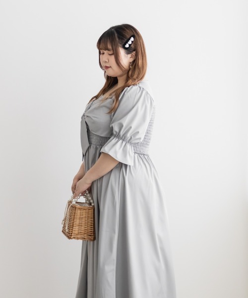 CLETTE(クレット)の「CLETTEオリジナルリボンデザインシャーリングワンピース(ワンピース・レディース・ネイビー/ブルー/グレー・4L/3L/LL)」の6枚目の写真
