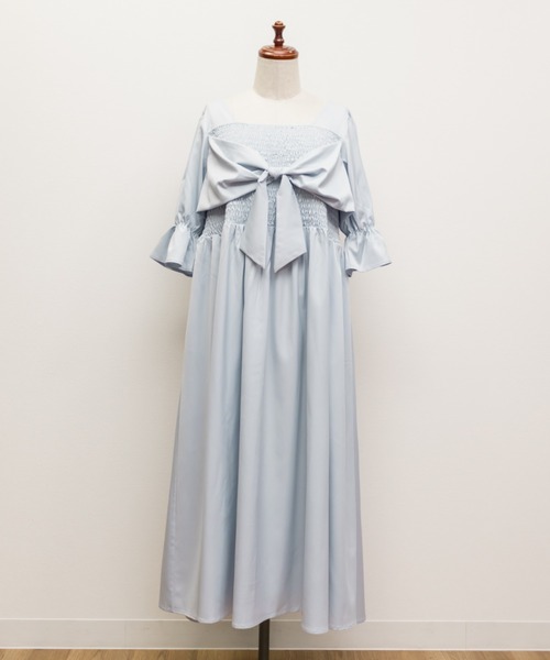 CLETTE(クレット)の「CLETTEオリジナルリボンデザインシャーリングワンピース(ワンピース・レディース・ネイビー/ブルー/グレー・4L/3L/LL)」の14枚目の写真