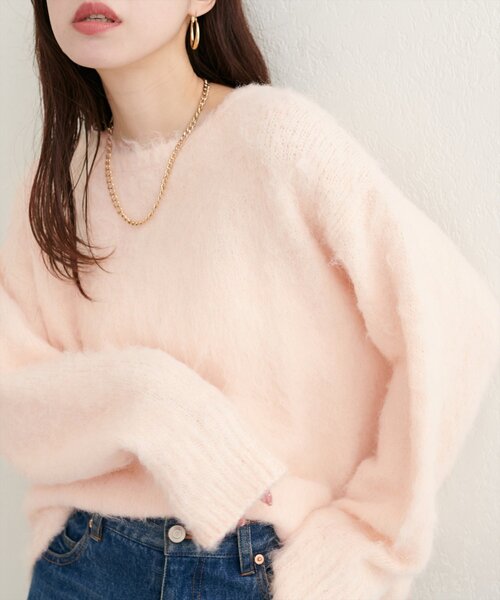 natural couture(ナチュラルクチュール)の「【WEB限定】シャギー起毛クルーネックニットプルオーバー(ニット/セーター・レディース・オフホワイト/ブルー/モカ/ラベンダー/イエロー/ピンク・FREE)」の6枚目の写真
