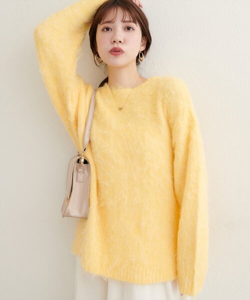 natural couture(ナチュラルクチュール)の「【WEB限定】シャギー起毛クルーネックニットプルオーバー(ニット/セーター・レディース・オフホワイト/ブルー/モカ/ラベンダー/イエロー/ピンク・FREE)」の5枚目の写真