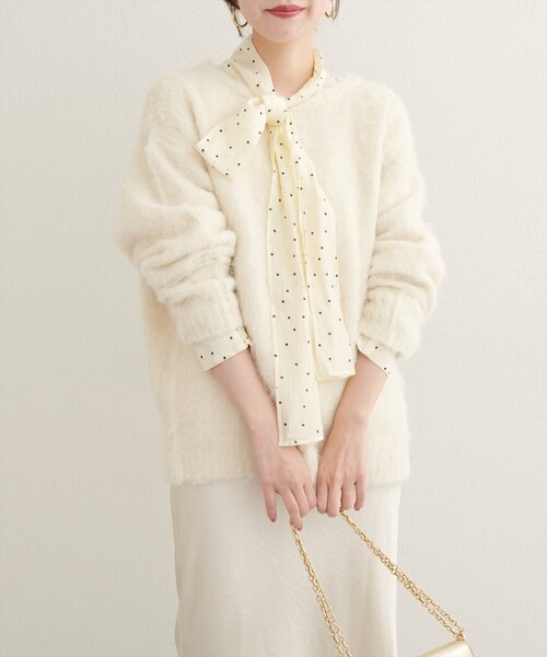 natural couture(ナチュラルクチュール)の「【WEB限定】シャギー起毛クルーネックニットプルオーバー(ニット/セーター・レディース・オフホワイト/ブルー/モカ/ラベンダー/イエロー/ピンク・FREE)」の8枚目の写真