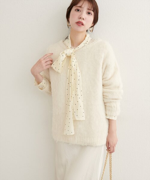 natural couture(ナチュラルクチュール)の「【WEB限定】シャギー起毛クルーネックニットプルオーバー(ニット/セーター・レディース・オフホワイト/ブルー/モカ/ラベンダー/イエロー/ピンク・FREE)」の9枚目の写真
