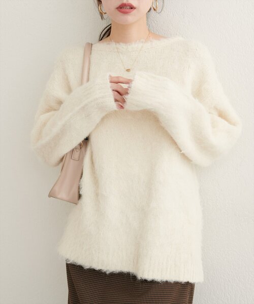 natural couture(ナチュラルクチュール)の「【WEB限定】シャギー起毛クルーネックニットプルオーバー(ニット/セーター・レディース・オフホワイト/ブルー/モカ/ラベンダー/イエロー/ピンク・FREE)」の11枚目の写真