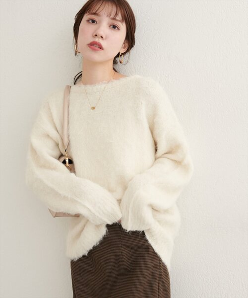 natural couture(ナチュラルクチュール)の「【WEB限定】シャギー起毛クルーネックニットプルオーバー(ニット/セーター・レディース・オフホワイト/ブルー/モカ/ラベンダー/イエロー/ピンク・FREE)」の12枚目の写真