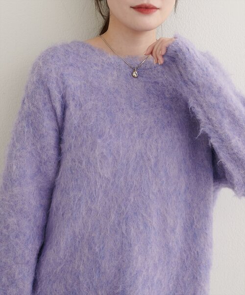 natural couture(ナチュラルクチュール)の「【WEB限定】シャギー起毛クルーネックニットプルオーバー(ニット/セーター・レディース・オフホワイト/ブルー/モカ/ラベンダー/イエロー/ピンク・FREE)」の19枚目の写真
