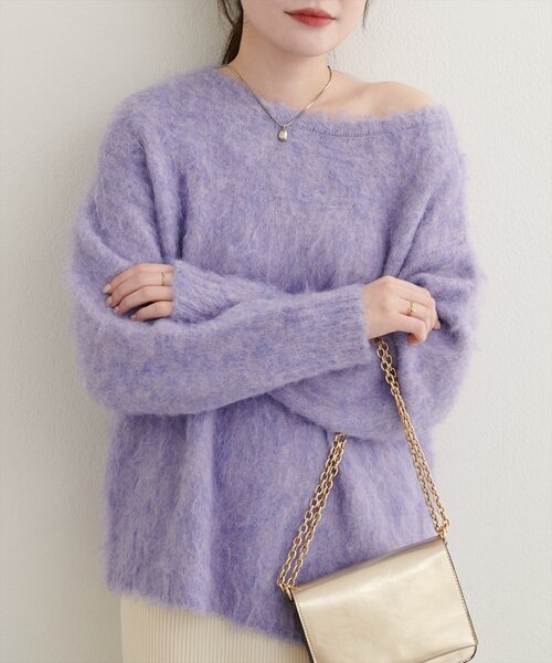 natural couture(ナチュラルクチュール)の「【WEB限定】シャギー起毛クルーネックニットプルオーバー(ニット/セーター・レディース・オフホワイト/ブルー/モカ/ラベンダー/イエロー/ピンク・FREE)」の20枚目の写真