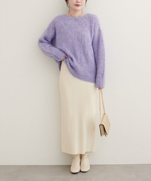 natural couture(ナチュラルクチュール)の「【WEB限定】シャギー起毛クルーネックニットプルオーバー(ニット/セーター・レディース・オフホワイト/ブルー/モカ/ラベンダー/イエロー/ピンク・FREE)」の21枚目の写真