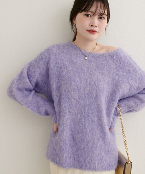 natural couture(ナチュラルクチュール)の「【WEB限定】シャギー起毛クルーネックニットプルオーバー(ニット/セーター・レディース・オフホワイト/ブルー/モカ/ラベンダー/イエロー/ピンク・FREE)」の22枚目の写真