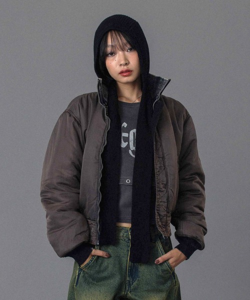 X-girl(エックスガール)の「FADED REVERSIBLE MA-1 JACKET(MA-1・レディース・ブラック/オリーブ・S/M)」の19枚目の写真