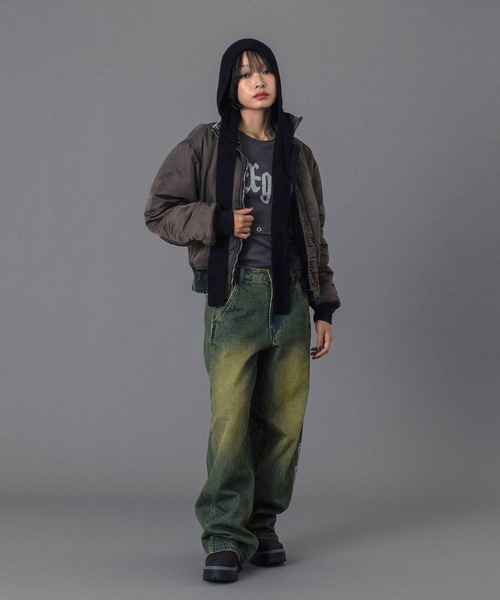 X-girl(エックスガール)の「FADED REVERSIBLE MA-1 JACKET(MA-1・レディース・ブラック/オリーブ・S/M)」の22枚目の写真