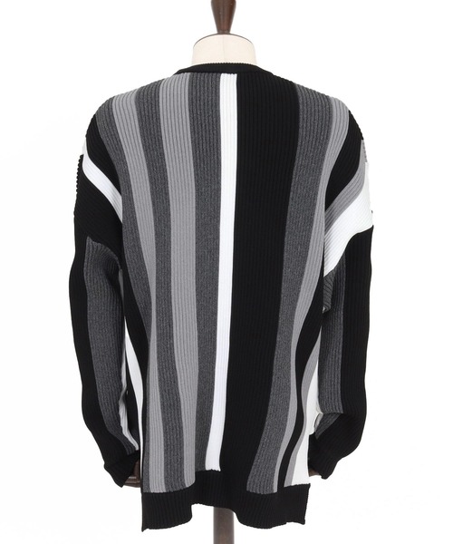 ANGENEHM(アンゲネーム)の「mn3159-Multi-Stripe Crew Knit -Airy Yarn Sweater- ニットプルオーバー(AG05-015acf)(ニット/セーター・メンズ・ブラック/ネイビー/オートミール・L/M/S)」の8枚目の写真