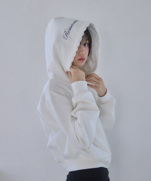 smyeon レース付きコンパクトジップフーディー Compact lace zip hoodie / レース付きコンパクトジップ