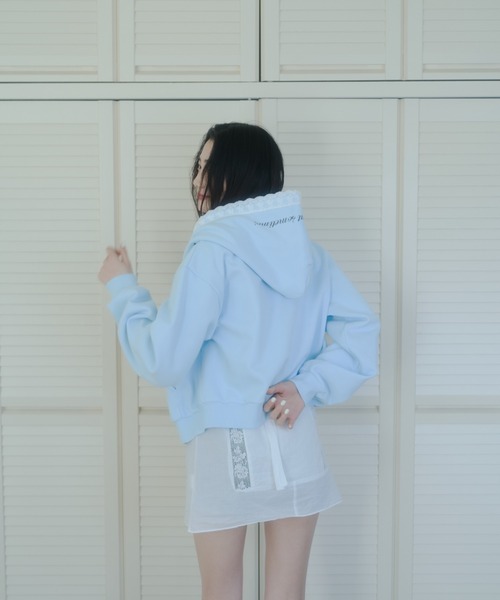 Compact lace zip hoodie / レース付きコンパクトジップ