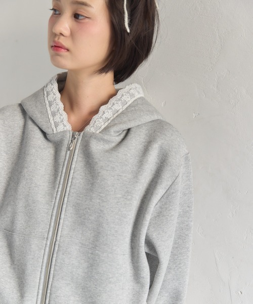 smyeon レース付きコンパクトジップフーディー smyeon 10/23(水) 12:00販売アイテム】 Compact lace zip hoodie