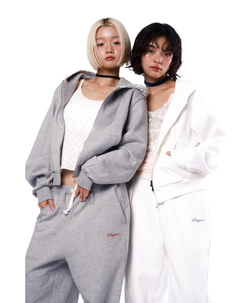 Smyeon　レース付きコンパクトジップフーディー Smyeon パーカー Compact lace zip hoodie / レース付き