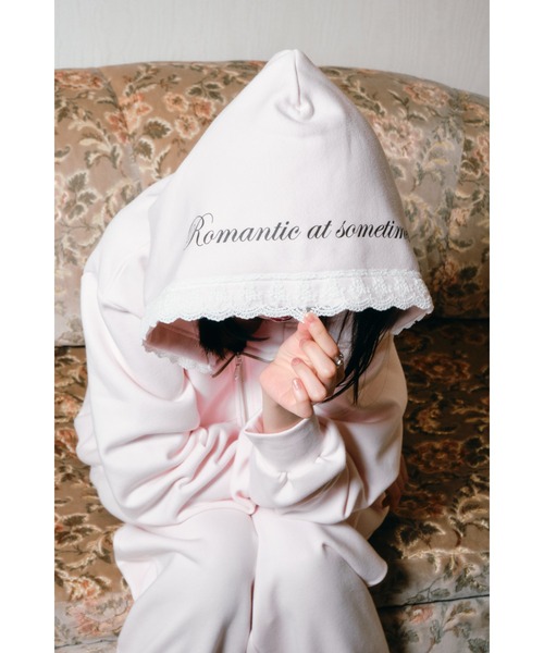 Compact lace zip hoodie / レース付きコンパクトジップフーディー