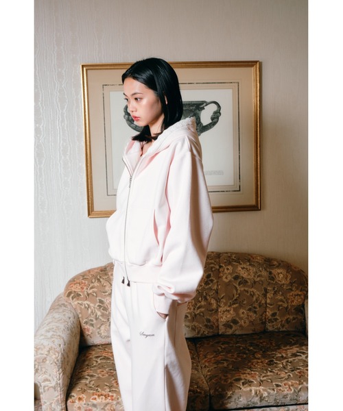 Compact lace zip hoodie / レース付きコンパクトジップフーディー