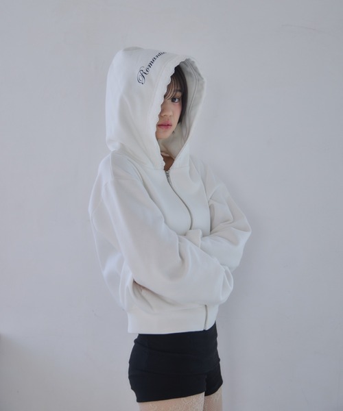 Compact lace zip hoodie / レース付きコンパクトジップフーディー