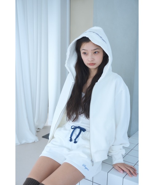 セール】Compact lace zip hoodie / レース付きコンパクトジップ