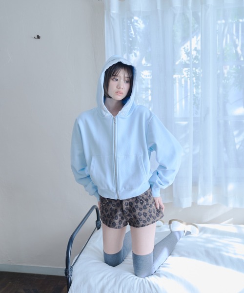 Compact lace zip hoodie / レース付きコンパクトジップ