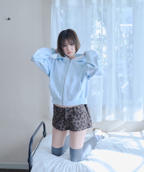 Compact lace zip hoodie / レース付きコンパクトジップ