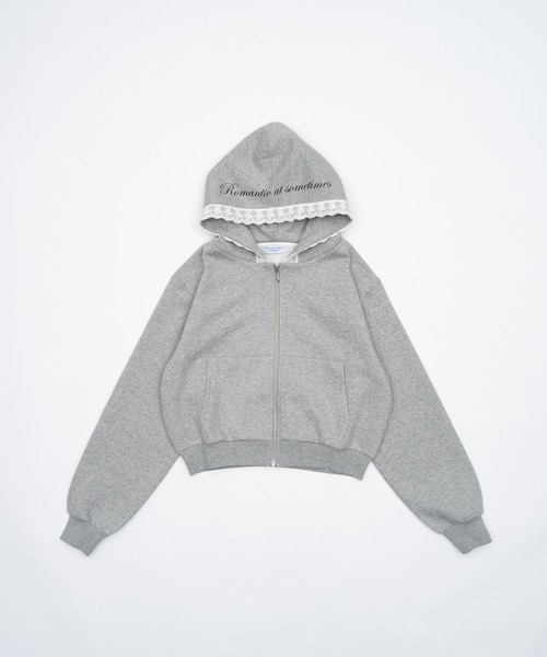 Compact lace zip hoodie / レース付きコンパクトジップ
