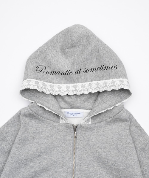 セール】Compact lace zip hoodie / レース付きコンパクトジップ