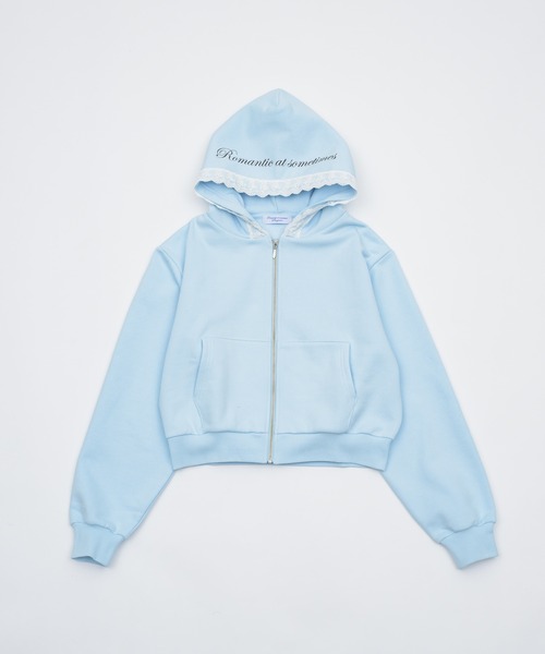 Compact lace zip hoodie / レース付きコンパクトジップ
