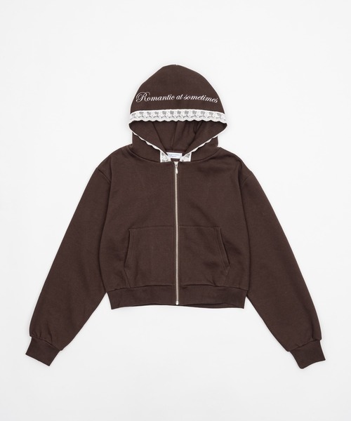 Compact lace zip hoodie / レース付きコンパクトジップ