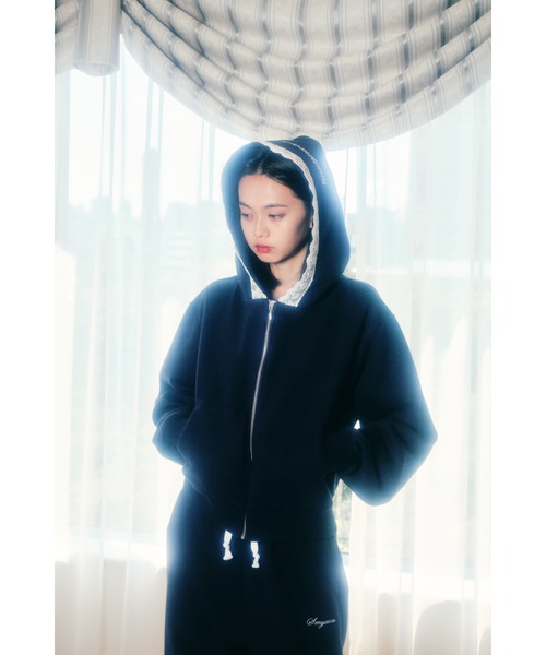 smyeon レース付コンパクトジップフーディー Compact lace zip hoodie / レース付きコンパクトジップ