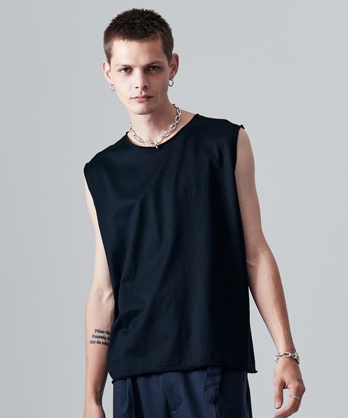 glamb(グラム)の「Blue Noise Premium Grade Sleeveless T-Shirt / ブルーノイズプレミアムグレードスリーブレスTシャツ(Tシャツ/カットソー・メンズ・ブラック/ホワイト・S/M/L)」の2枚目の写真