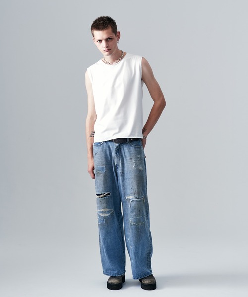 glamb(グラム)の「Blue Noise Premium Grade Sleeveless T-Shirt / ブルーノイズプレミアムグレードスリーブレスTシャツ(Tシャツ/カットソー・メンズ・ブラック/ホワイト・S/M/L)」の10枚目の写真