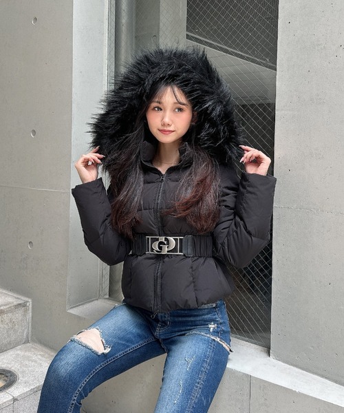 GYDA GDベルト付きショートダウンコート 黒 GDベルト付きショートダウンコート（ダウンジャケット/コート