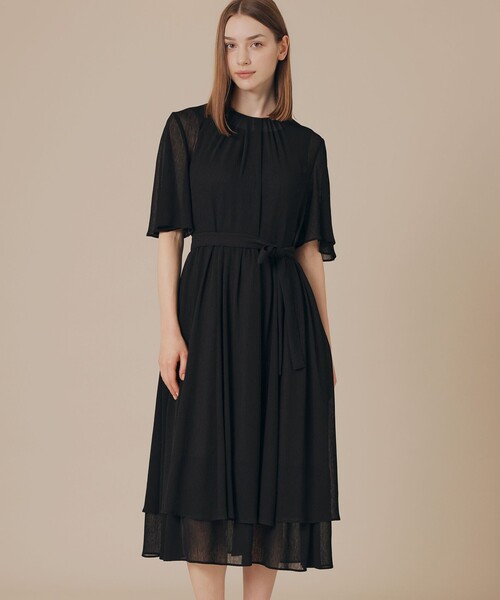 MACKINTOSH LONDON（マッキントッシュ ロンドン）の「ポリエステルクレープワンピース（ワンピース・レディース・ブラック/ホワイト系その他・40/38）」の2枚目の写真