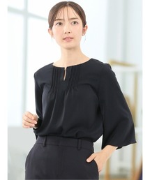 m.f.editorial（エムエフエディトリアル）の「【ストレッチ UVカット イージーケア】m.f.エディトリアル レディース ピンタック 7分袖プルオーバーブラウス（シャツ/ブラウス）」