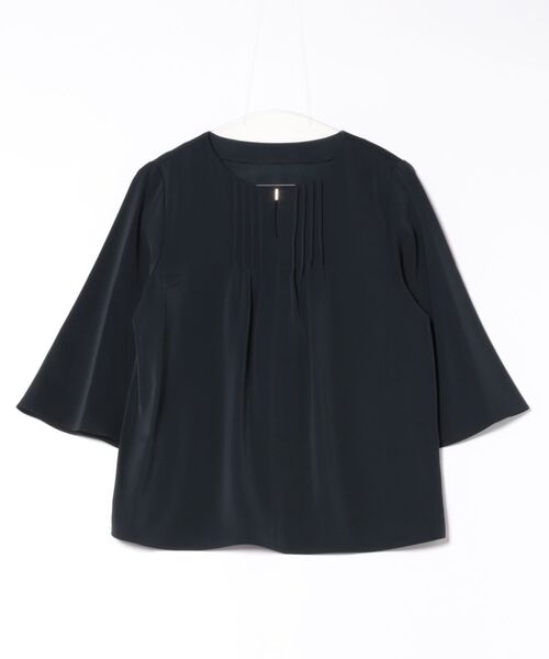 m.f.editorial（エムエフエディトリアル）の「【ストレッチ UVカット イージーケア】m.f.エディトリアル レディース ピンタック 7分袖プルオーバーブラウス（シャツ/ブラウス・レディース・ネイビー/ホワイト/ライトグレー/ダークウッド・MEDIUM/LARGE）」の5枚目の写真