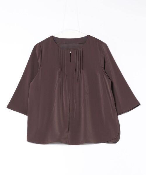 m.f.editorial（エムエフエディトリアル）の「【ストレッチ UVカット イージーケア】m.f.エディトリアル レディース ピンタック 7分袖プルオーバーブラウス（シャツ/ブラウス・レディース・ネイビー/ホワイト/ライトグレー/ダークウッド・MEDIUM/LARGE）」の11枚目の写真