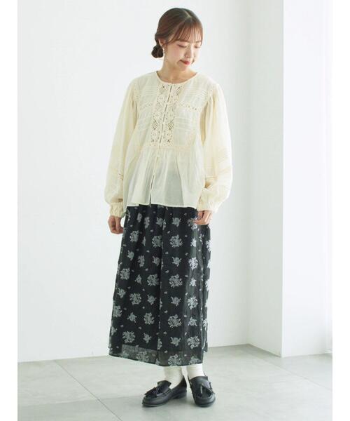 TSUHARU by Samansa Mos2(ツハルバイサマンサモスモス)の「切替レース貼り前開きブラウス(シャツ/ブラウス・レディース・キナリ/ブラック/イエロー・F)」の8枚目の写真