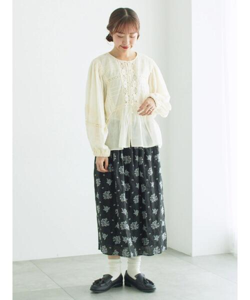 TSUHARU by Samansa Mos2(ツハルバイサマンサモスモス)の「切替レース貼り前開きブラウス(シャツ/ブラウス・レディース・キナリ/ブラック/イエロー・F)」の10枚目の写真