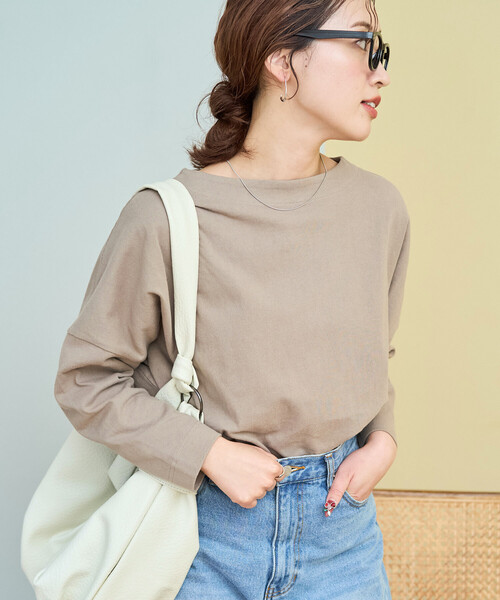 FREAK'S STORE（フリークスストア）の「限定展開　バスク ロング スリーブ Tシャツ（Tシャツ/カットソー・レディース・ベージュ/マスタード/ネイビー/グリーン/レッド/ブラウン/ブラック/グレー/オフホワイト・ﾌﾘ-）」の5枚目の写真