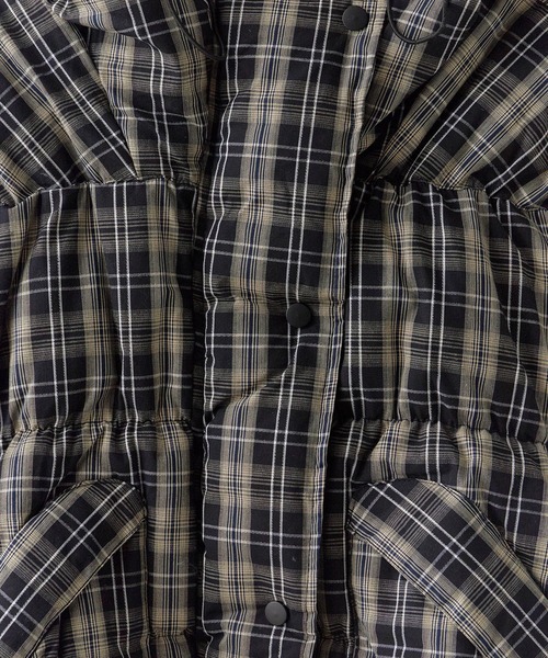 Chick（チック）の「Short-Length Check Design Blouson/短丈 チェックデザイン ダウンジャケット（ダウンジャケット/コート・レディース・ブラウン/ブラック・FREE）」の4枚目の写真